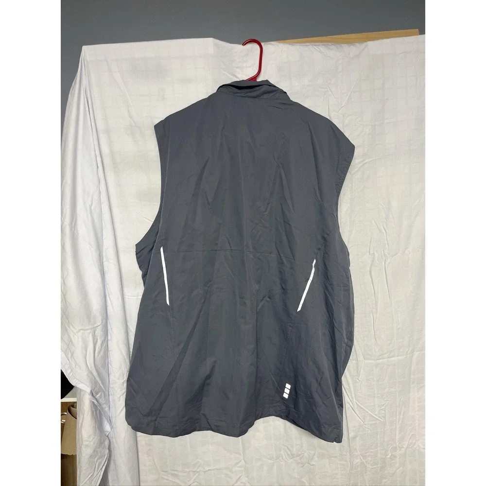 Elevate Mens Gray Full Zip Windbreaker Vest Mesh Lining Sleeveless 3X